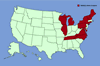 Click for distribution map of Bell's honeysuckle; pretty honeysucle; showy bush honeysuckle.