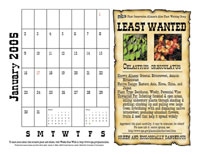 January 2005 calendar sample